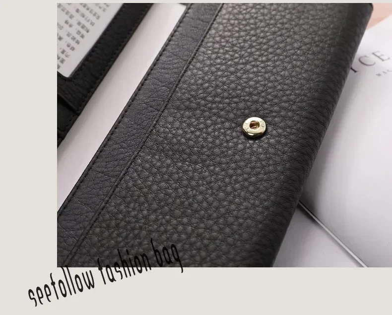 Women Soft Genuine Cow Leather Long Luxury Wallet Vintage Coin Purses Large-capacity Cellphone Clutch Card Holder Money Clip 7-5