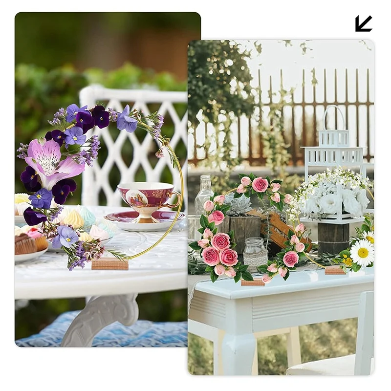 10 Pack 12 Inch Floral Hoop Centerpiece Wedding Decor With Stand For Table Metal Hoops For Crafts Metal Rings