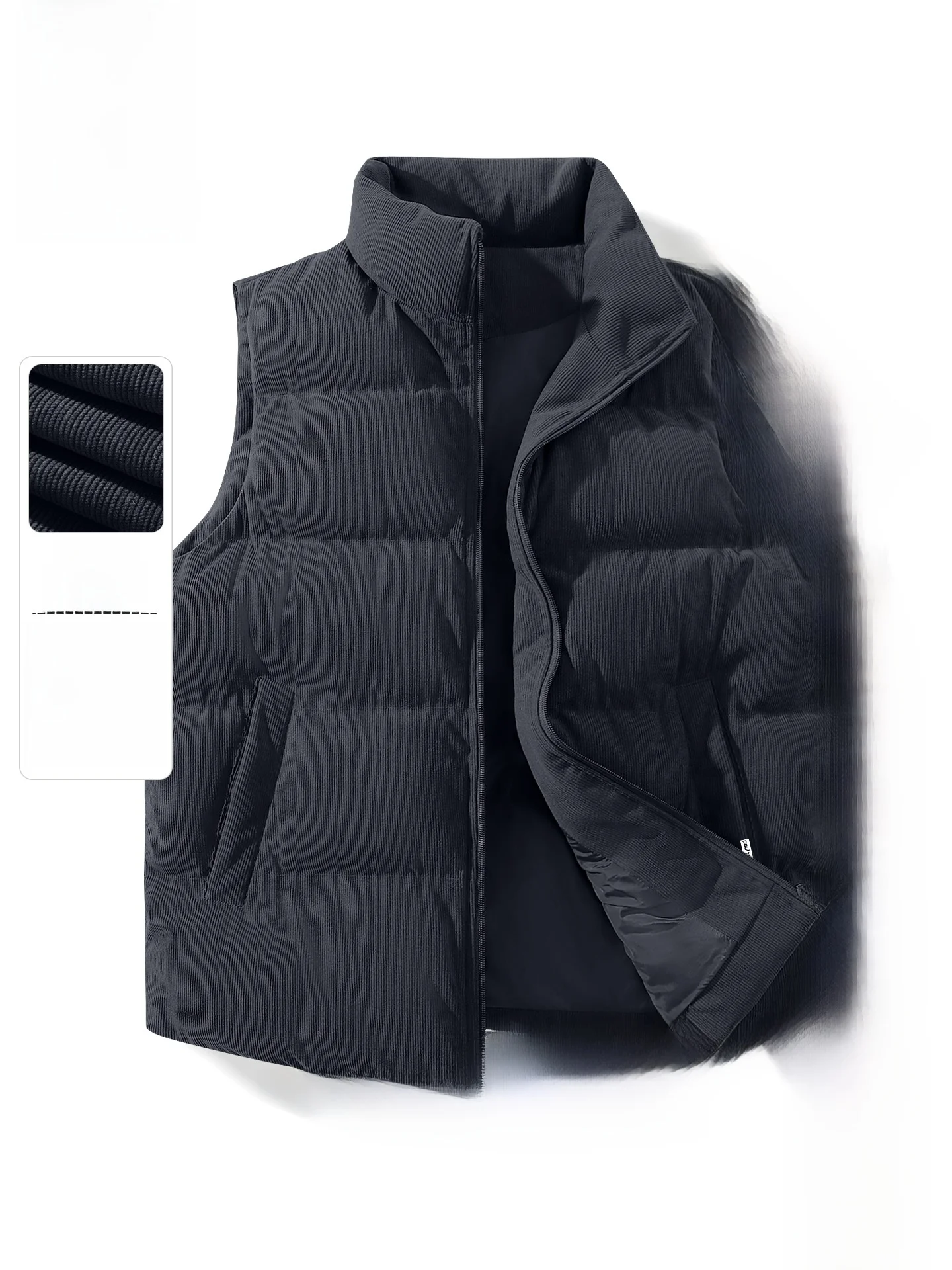 

Men's Thiened Corduroy Vest Svel Cotton Insert Autumn Winter Faionable Youth Sle Zipper Closure ...