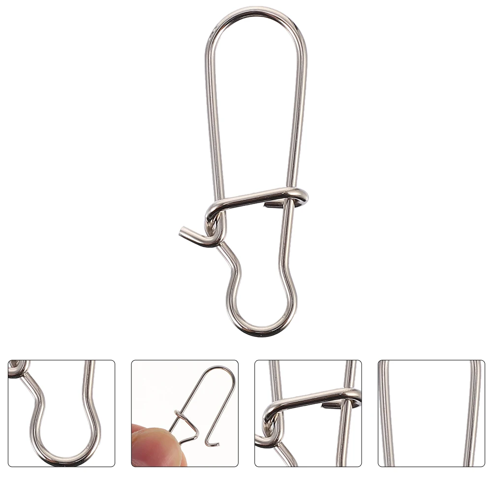 

100pcs Stainless Fishing Lock Snaps Pin Snaps High Strength Fishing Connector Lure Clasp Freshwater Saltwater Accessories