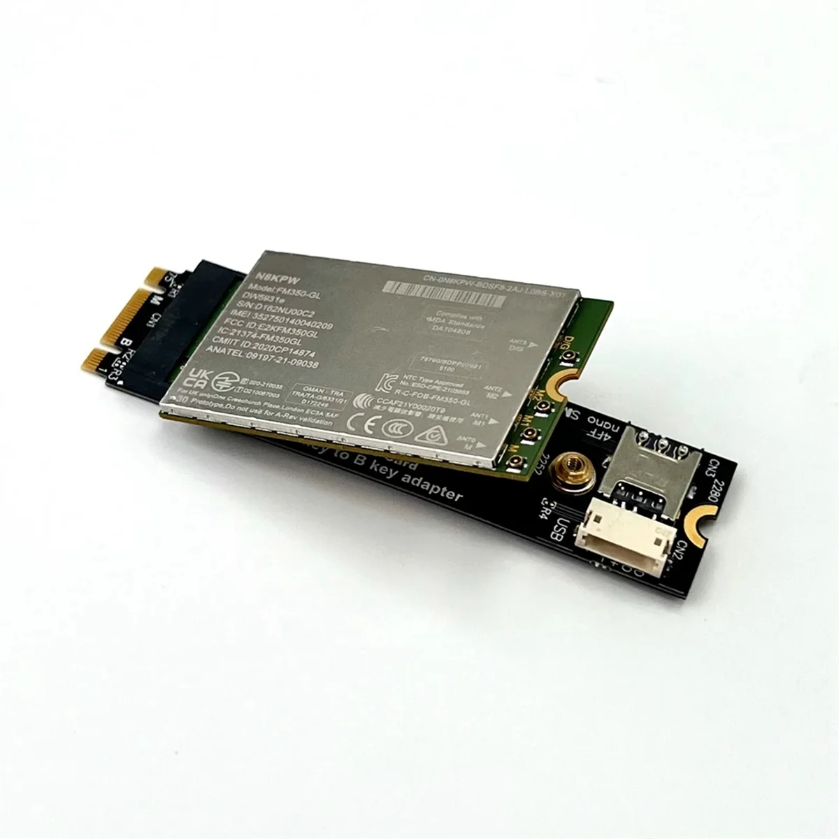 Адаптер A49T M.2 B и M-Key 2280 на B-Key для беспроводной модемной карты 3G/4G/5G с поддержкой NanoSIM M2 B Key 3042 3052 Модульная карта LTE