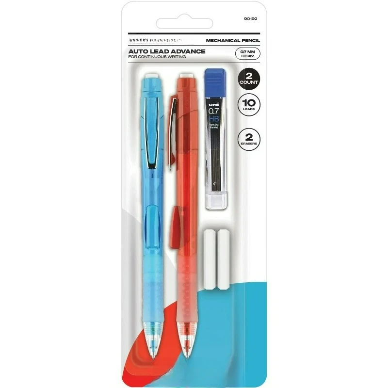 

Механические карандаши HB # 2 карандаша - диаметр грифеля 0,7 мм - красный грифель - светло-голубой, красный корпус - 2 шт./упаковка
