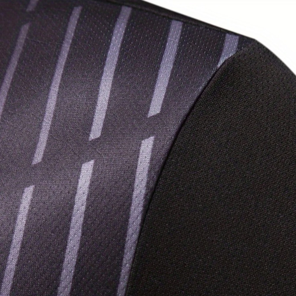 تي شيرت للرجال بأكمام قصيرة بأزرار طية صدر ، توبات طباعة مخططة لحفلات الأعمال ، صيفي غير رسمي