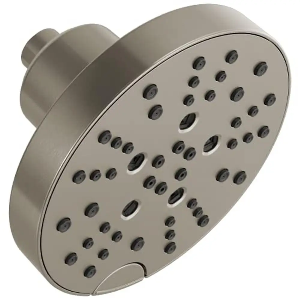 H2Okinetic 5-Spray Shower Head with Lumicoat Finish Easy Clean Rubber Touch-Clean Holes Quick Install Round Rain Shower Head