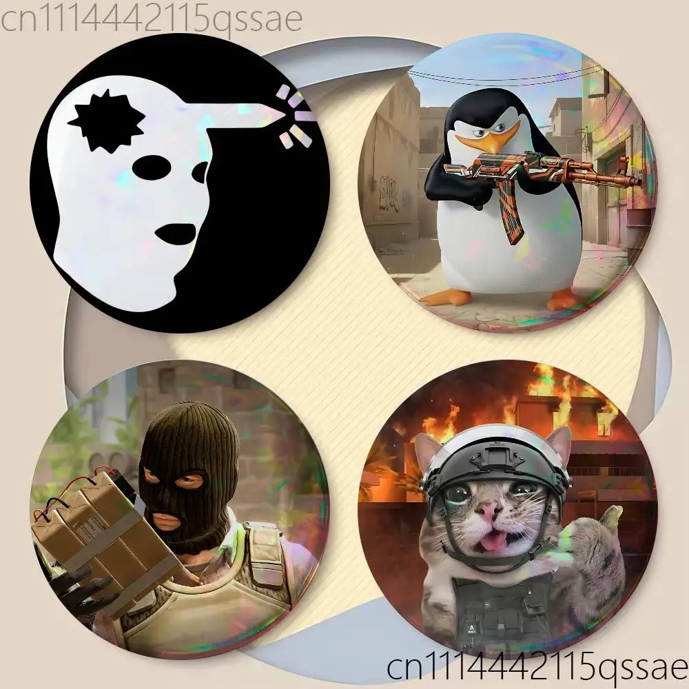 For CSGO CS2 25/32/44/58/75mm Badges Bright Printed Icon Gift For Friends Badge Collar Brooch Lapel Pin Metal