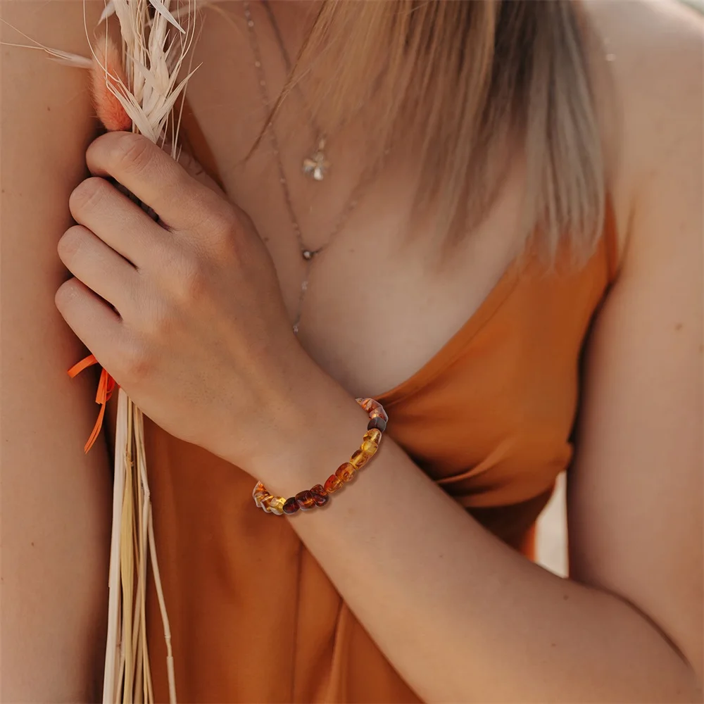 Irregular Amber Bracelet for Unisex Genuine Plant Bead 100% Genuine Natural Mineral Stone Medical Healing Jewelry Gift Wholesale view 5
