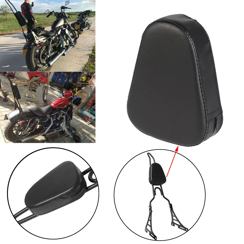 Motorcycle Universal Black Synthetic Leather Sissy Bar Backrest Cushion Back Pad For Harley Sporsters 883 Honda Yamaha Suzuki