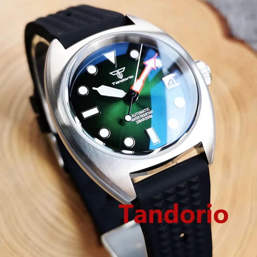 

Tandorio 36mm 20ATM AR Double Domed Sapphire Glass Miyota 8215 PT5000 Military Automatic Diving Men Watch Waffle Strap Luminous