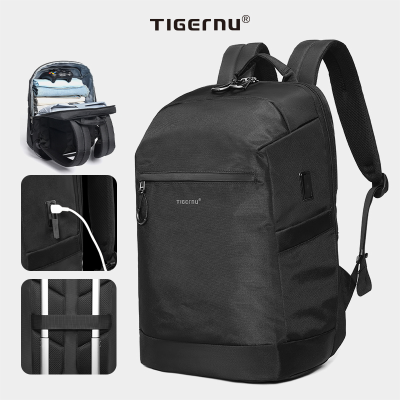  Tigernu Men's Backpack Large Capacity Travel Backpack Fashion Water Repellent USB Port School Backpack Bag Schoolbag Knapsack 