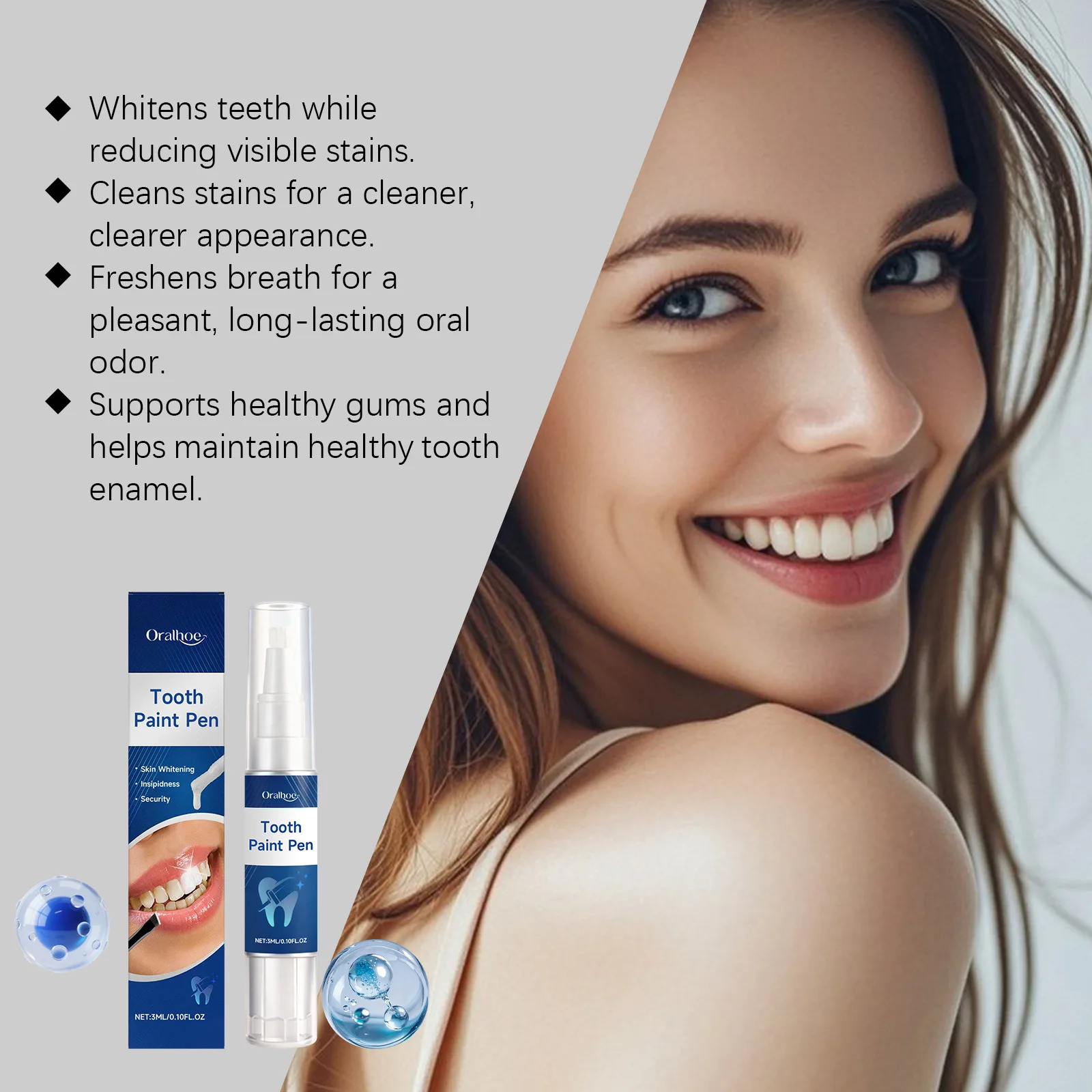 ORALHOE Teeth Whiten Pen Fresh Breath Remove Bad Breath Improve Tooth Yellowing Brighten Shine Care for Gums Tooth Nourish Paint