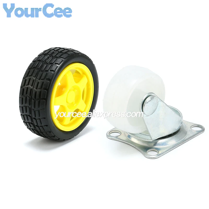 Wheel Rubber Wheel Robot Search Small Smart Car Accessories Tire Chassis Wheels Smart Car Rectangle Top Swivel Caster Castor PP