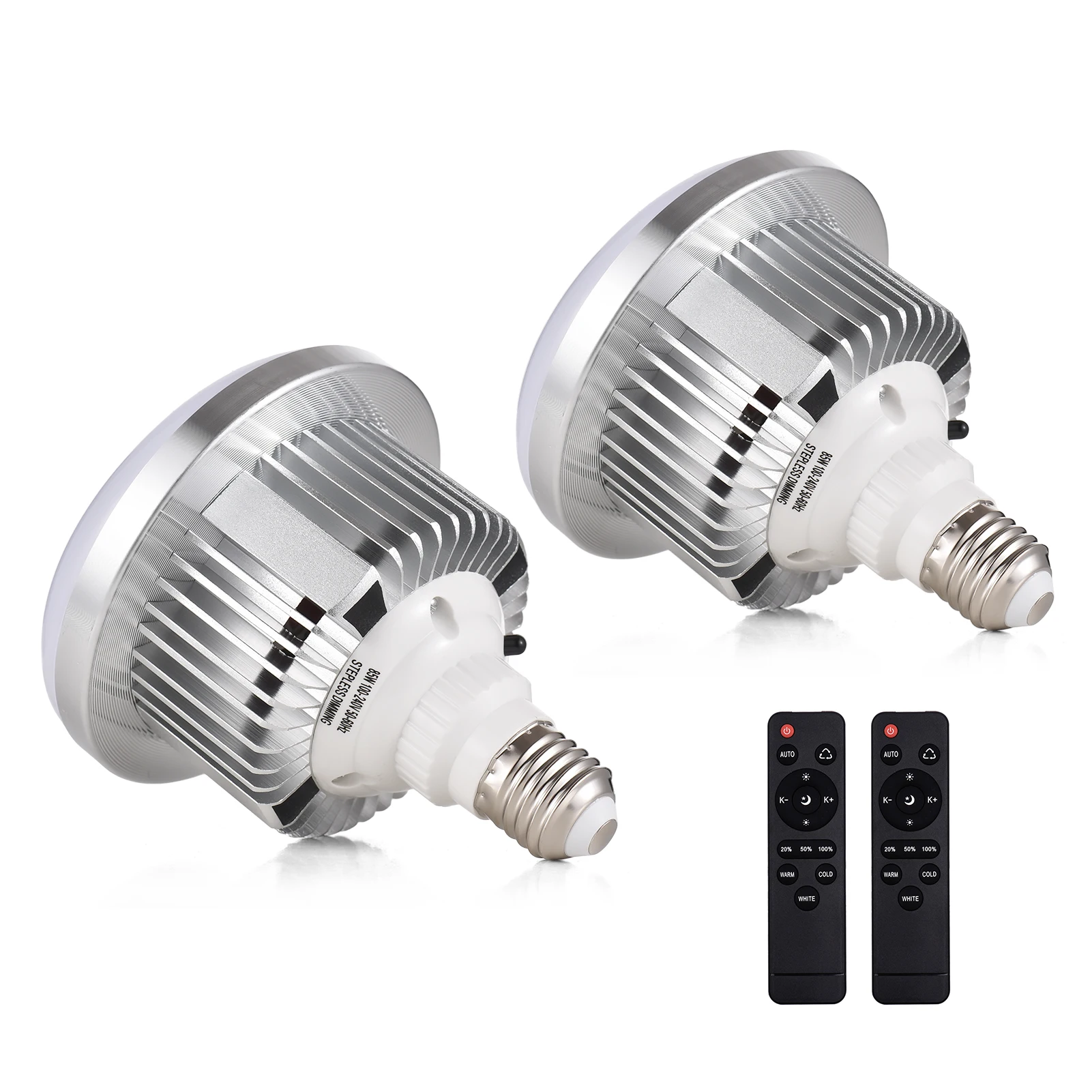 Universal 85W LED Light Bulb 3200K-5500K Photography Lamp Bulb Energy-saving Adjustable Brightness E27 Mount with Remote Control