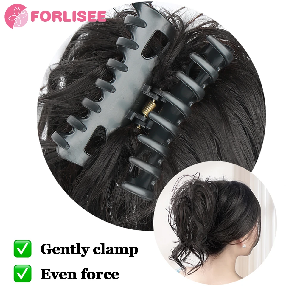 หางม้าสังเคราะห์แบบสั้นเป็นลอน พร้อมริบบิ้นผูกแบบดึง  ต่อผมปลอมแบบธรรมชาติสำหรับผู้หญิง