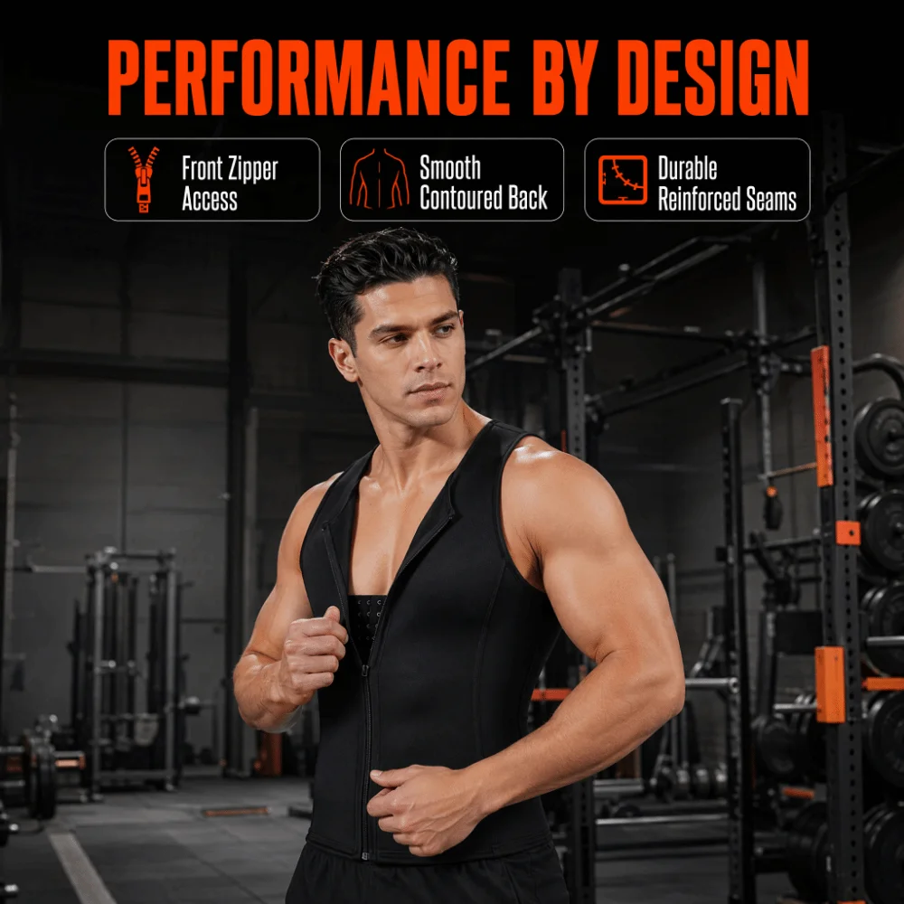 Compressed Men Shapewear Compression Design Front Zipper Slimming Body Shaper Sleeveless Tank Cut With Zipper Zipper Underwear