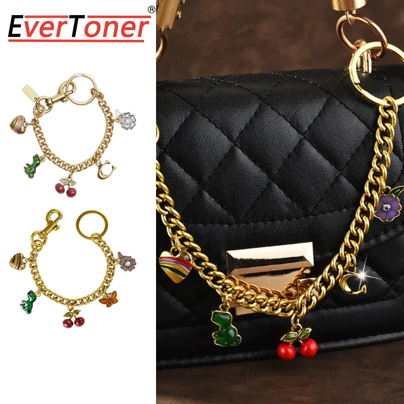 EverToner Bolsa de cereja fofa pingente acessórios de decoração versátil corrente de bolsa de metal adequada para mulheres corrente de bolsa da moda