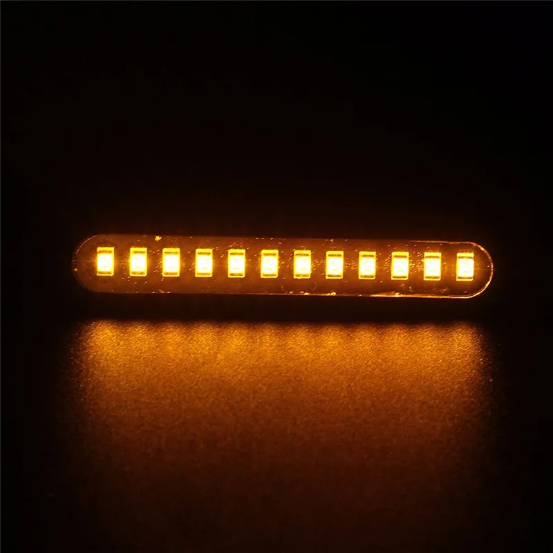 Leading-Edge-Car Motorcycle Flowing Water Tail Brake Lights 12 Led Turn Signals Strip 3528Smd License Plate Light Blinker Stop F