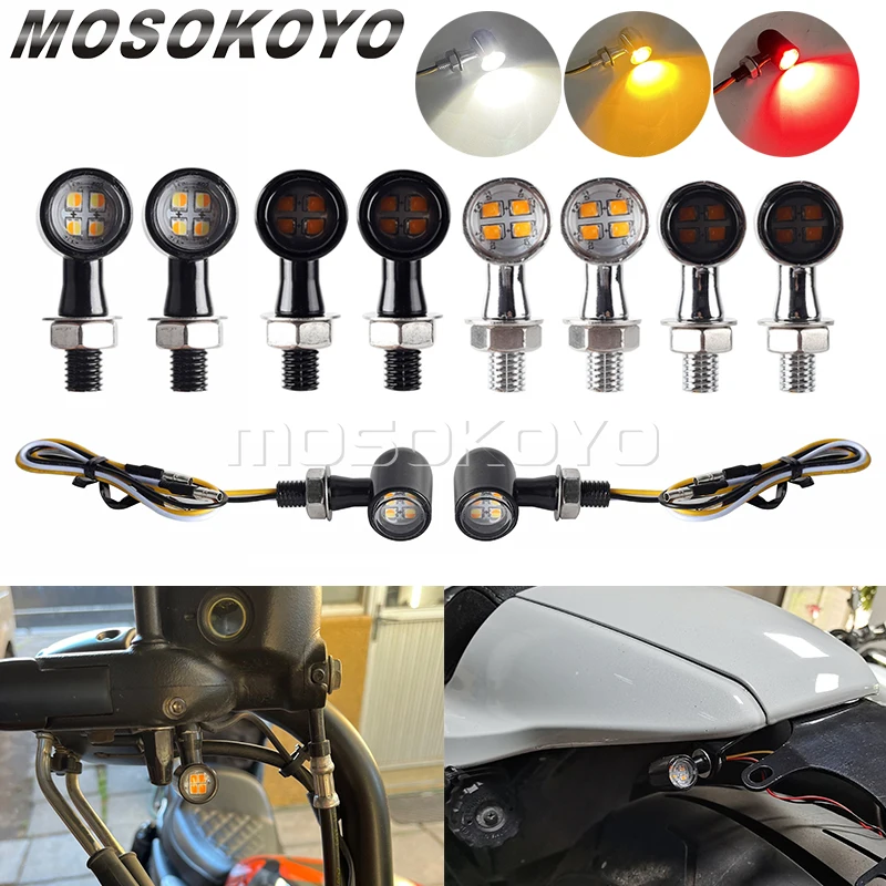 Motorcycle LED Turn Signal Light Bullet Moto Indicator DRL Brake Light 8mm 12V Universal For Harley Honda Kawasaki Yamaha Suzuki