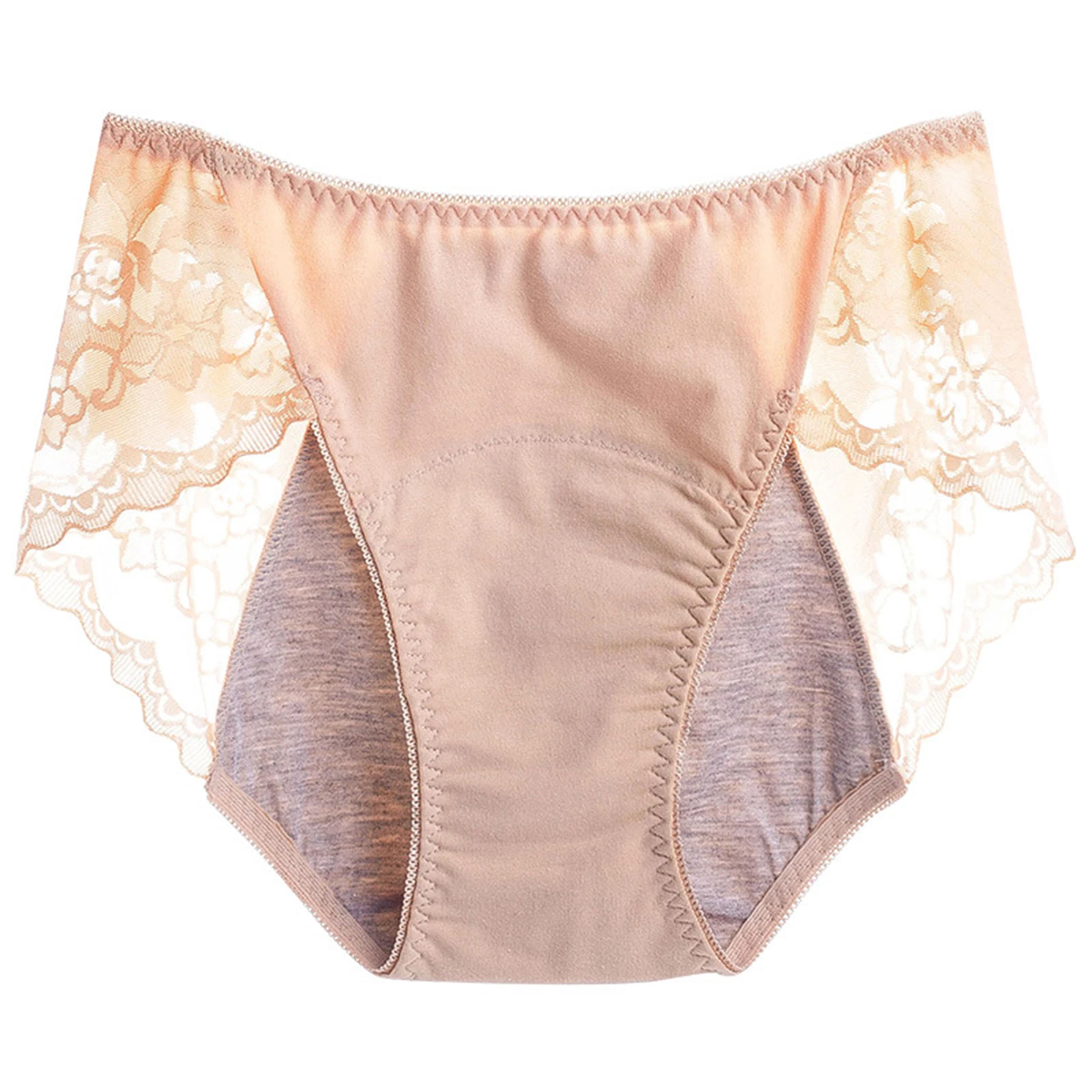 Lace Trim Women's Period Panties Breathable Leakproof Soft Comfortable Menstrual Underwear Ladies Daily Wear Sanitary Briefs
