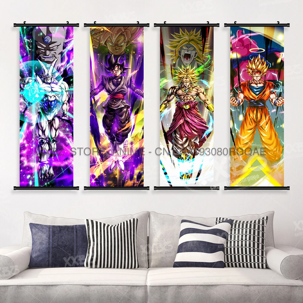 Anime Dragon Ball Poster Son Goku Wandkunst Schriftrollen Bild Japanische Cartoon Dekorative Hängende Malerei Hot Blooded Room Decor – Detail 3