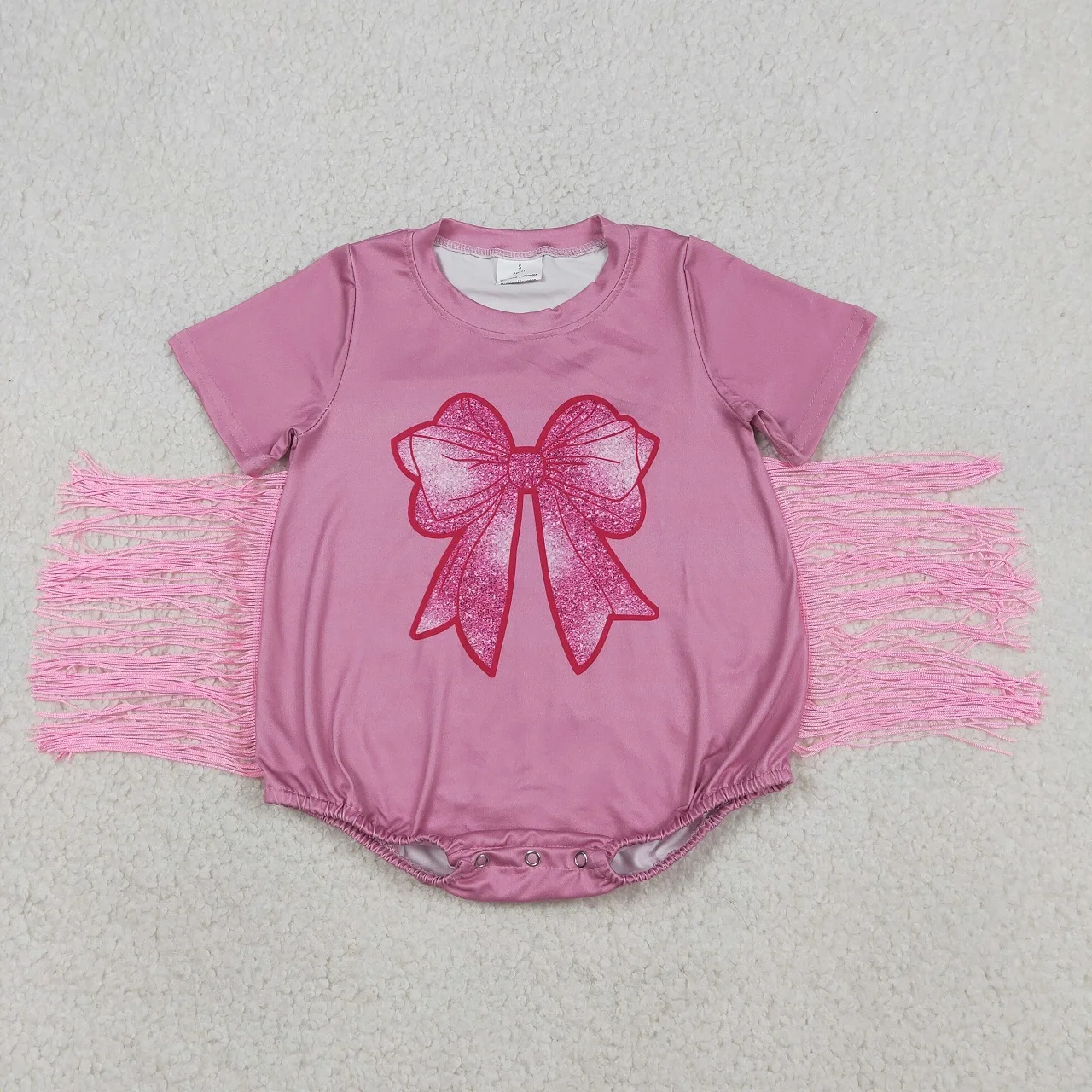 

Wholesale Newborn Infant Bows Bubble Bodysuit Kids Toddler Short Sleeves Tassel Romper Baby Girl Children Girls Summer Clothes