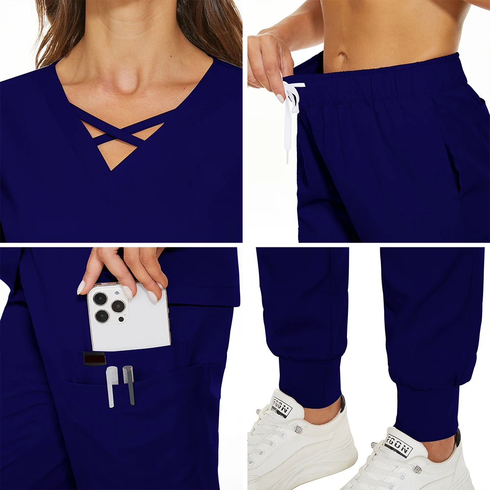 Vrouwen Scrubs Sets Verpleegkundigen Accessoires Medische Uniformen Ziekenhuis Tandheelkundige Kliniek Schoonheidssalon Werkkleding Kleding Chirurgische Pakken