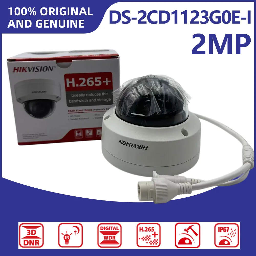 Hikvision DS-2CD1123G0E-I 2MP Dome IP Camera IR Night Vision 30m H.265+ IP67 IK10 Outdoor Security PoE Network Camera