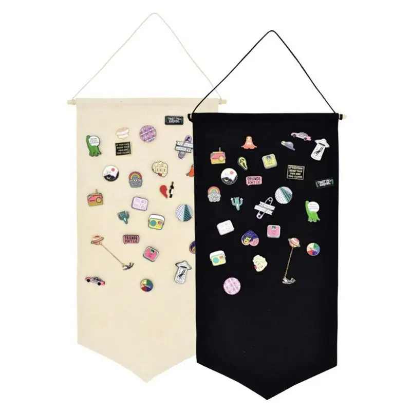 Enamel Pin Display Banner Durable Fabric Badge Storage Holder High Quality Wall Display Pennant Badges Hanging Display