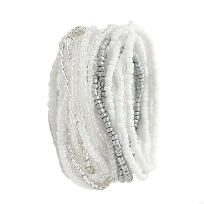 Pack of 20 Beach Inspired White  Bead Bracelet Elegant White Bead Bracelet Versatile Beach Stylish Hand Accessories