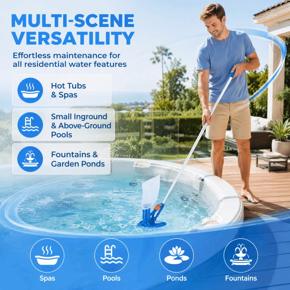 Durable Easy Assembly Pool Vacuum Cleaner Multi-Functional Efficient Underwater Pool Skimmer Garden Hose Vacuum Spas