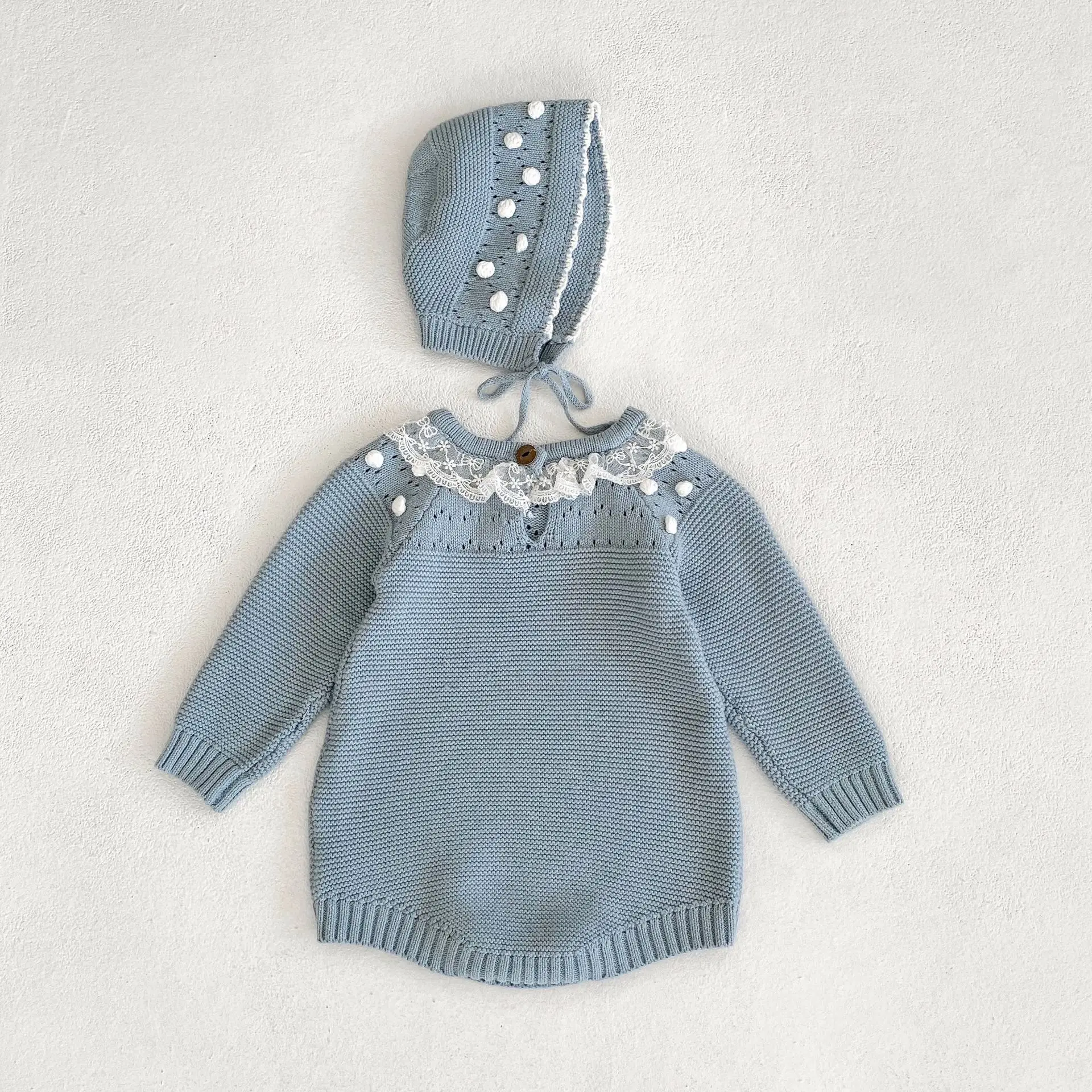 0-24M Baby Mädchen Strampler Stricken Neue Neugeborenen Spitze Warme Lange Hülse Overall Infant Prinzessin Party Strampler Kleinkind herbst Frühling Kleidung – Detail 12