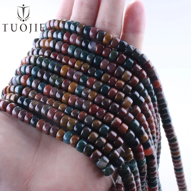 

TUO JIE Wholesale 4x7mm Abacus Ocean Agate Gemstone Beads Loose Spacer Natural Stone Beads for Bracelet Keychain Jewelry Making