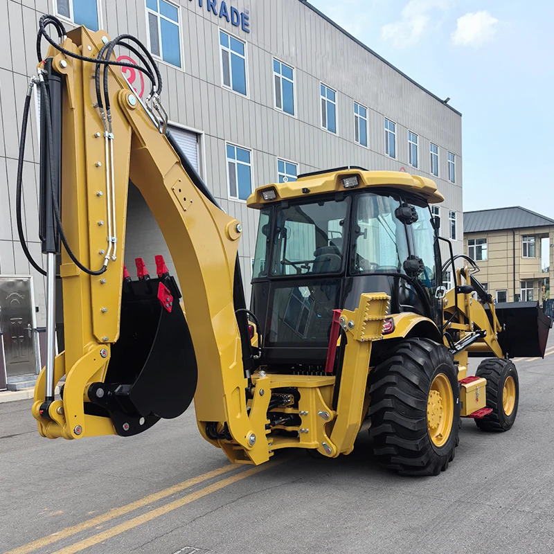 For Large Project Backhoe Loader 4WD Digger Tractor 8 Ton with Front Bucket Rear Digger for Infrastructure Work Use
