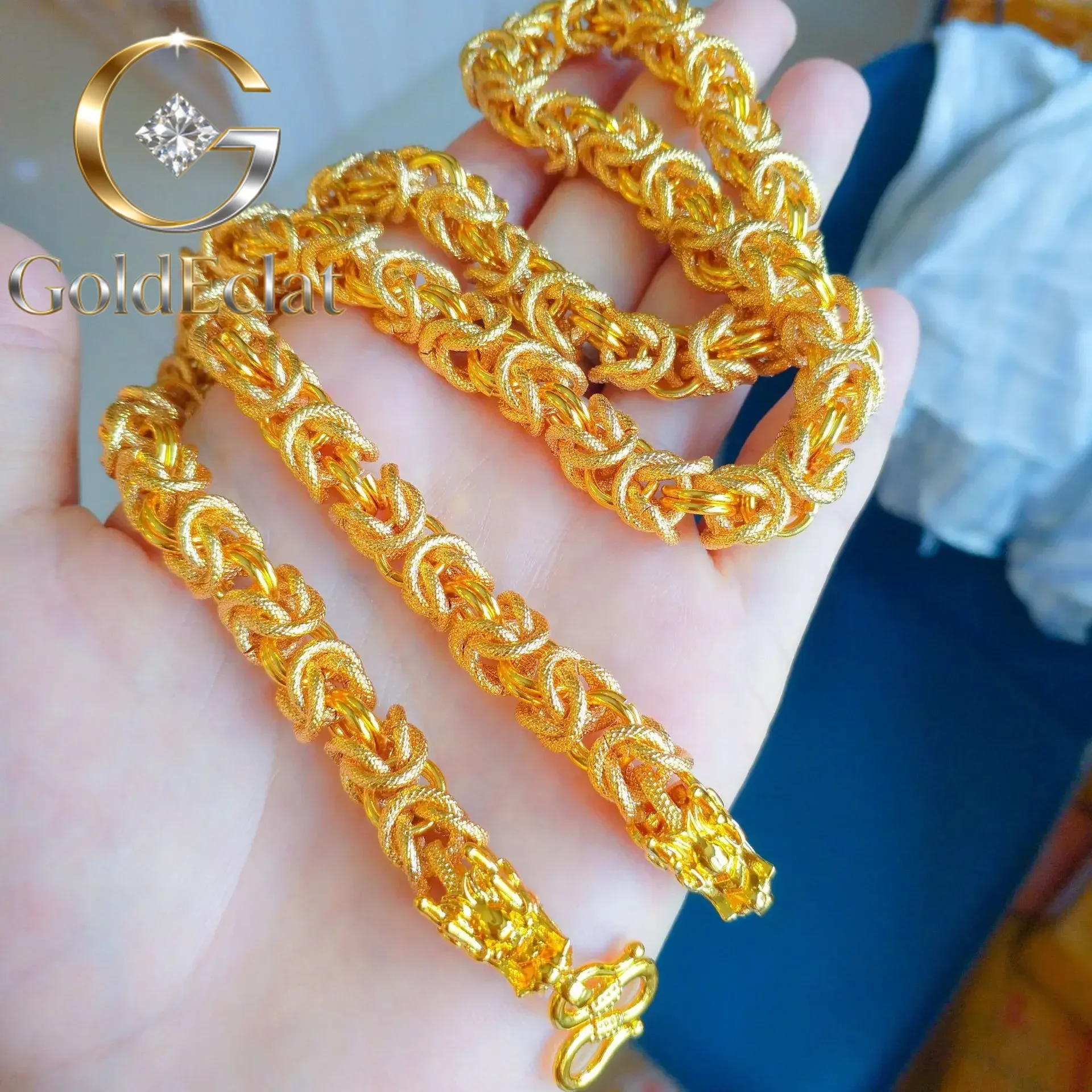 

Золотое ожерелье GoldEclat 9999 пробы (24K) с головой дракона для мужчин, из настоящего золота, в форме драконьей кости, подарок для мужчин