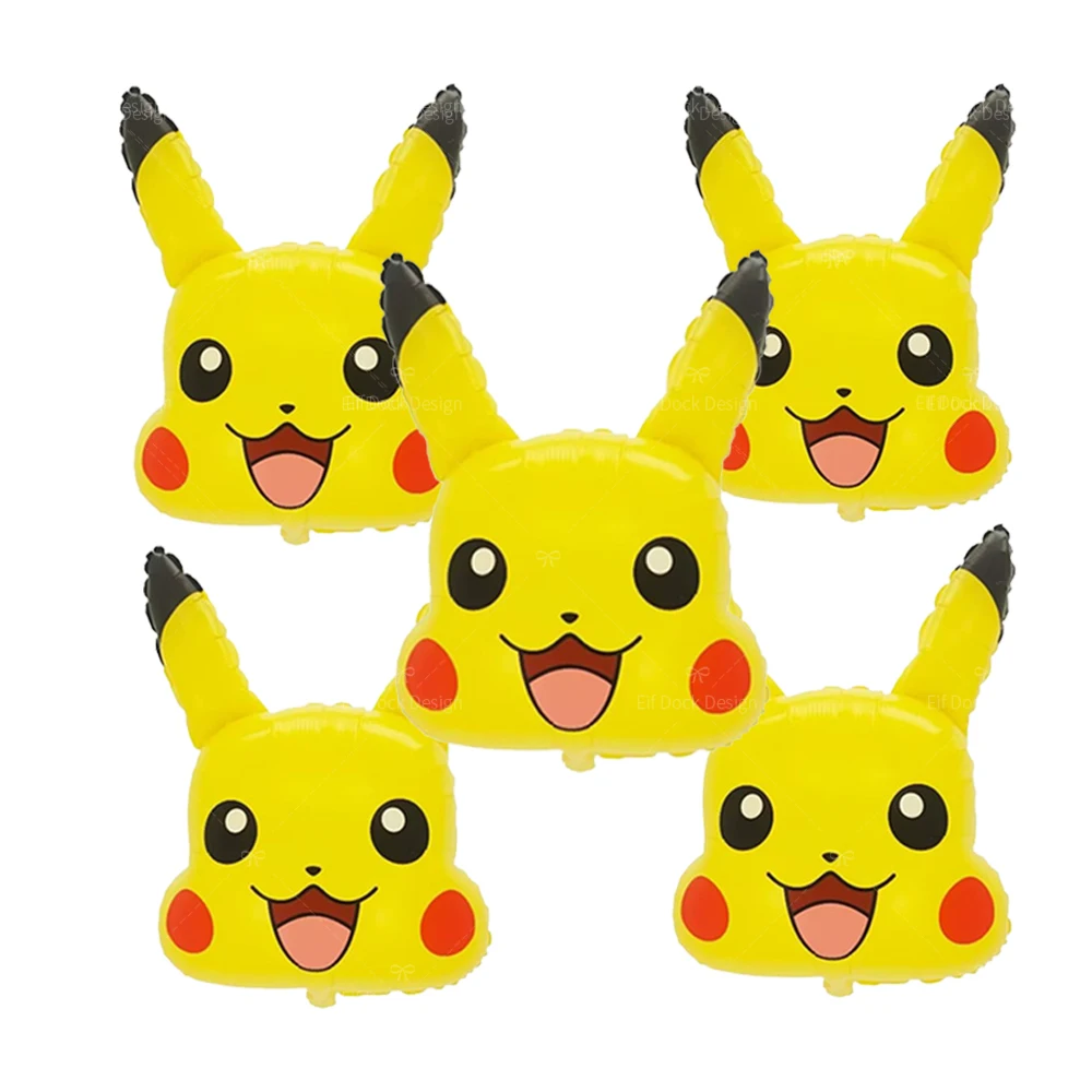 Pokemon Cartoon Pikachu Head Party Balloons Foil Yellow Balloon Set Baby Shower Birthday Party Kids Favor Classic Toy Boy Gift images - 6