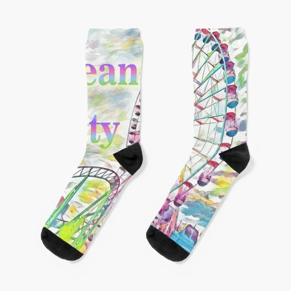 

Colorful Ocean City New Jersey Ferris Wheel Socks Sports bright garter Running Socks Women's Men's