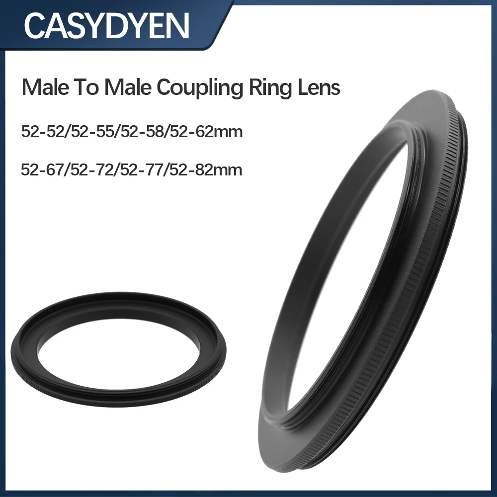 52-82mm Step Ring Adapter Dual Male To Male Coupling Ring Lens Aluminum Alloy Male-to-Male Adapter Ring For Filters