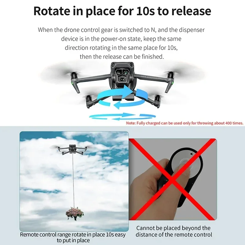 Airdrop System for DJI Mavic 3/Mavic 3 Pro/Mavic 3 Delivery Dropper Classic Load 400g Can Be Used with 4G Modules Drone Thrower