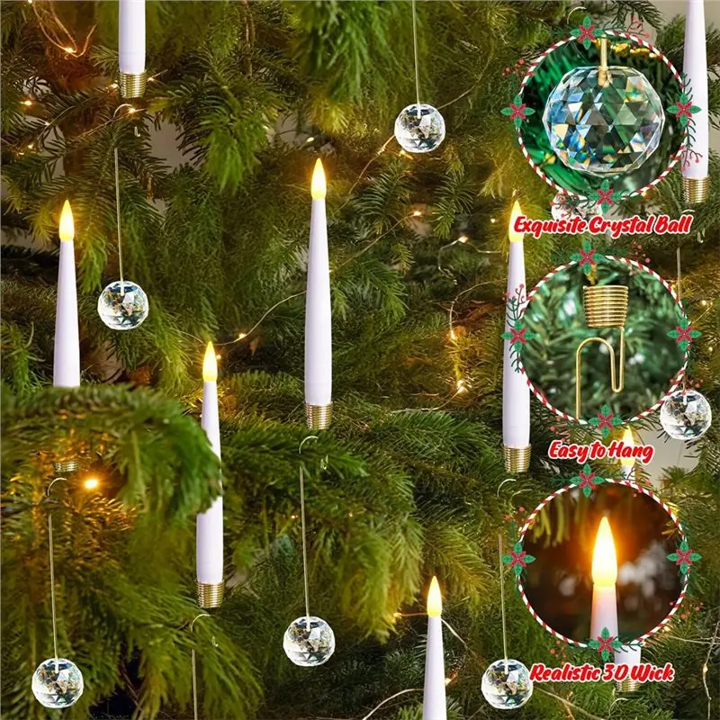 A69E24 Pcs Lilin Natal Berkedip dengan Remote untuk Pohon Natal Lilin LED Berkedip Tanpa Api Cahaya Hangat Tempat Lilin