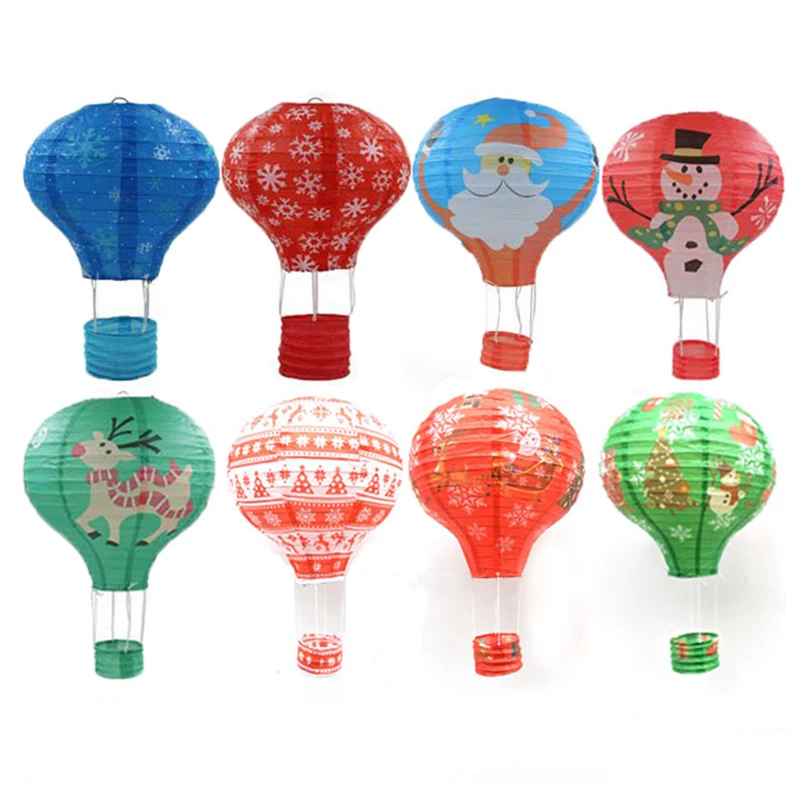 

Winter Birthday Decorations Cartoon Santa Elk Snowman Hot Air Balloon Lantern Xmas Decor 2024 New Year Merry Christmas Ornaments