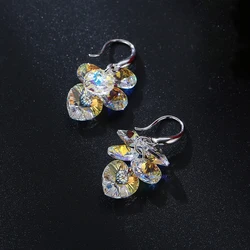 Tassel Dangle Earrings Original Heart Crystals From Austria For Women Wedding Colorful Beads Drop Silver Color Ethic Jewelry