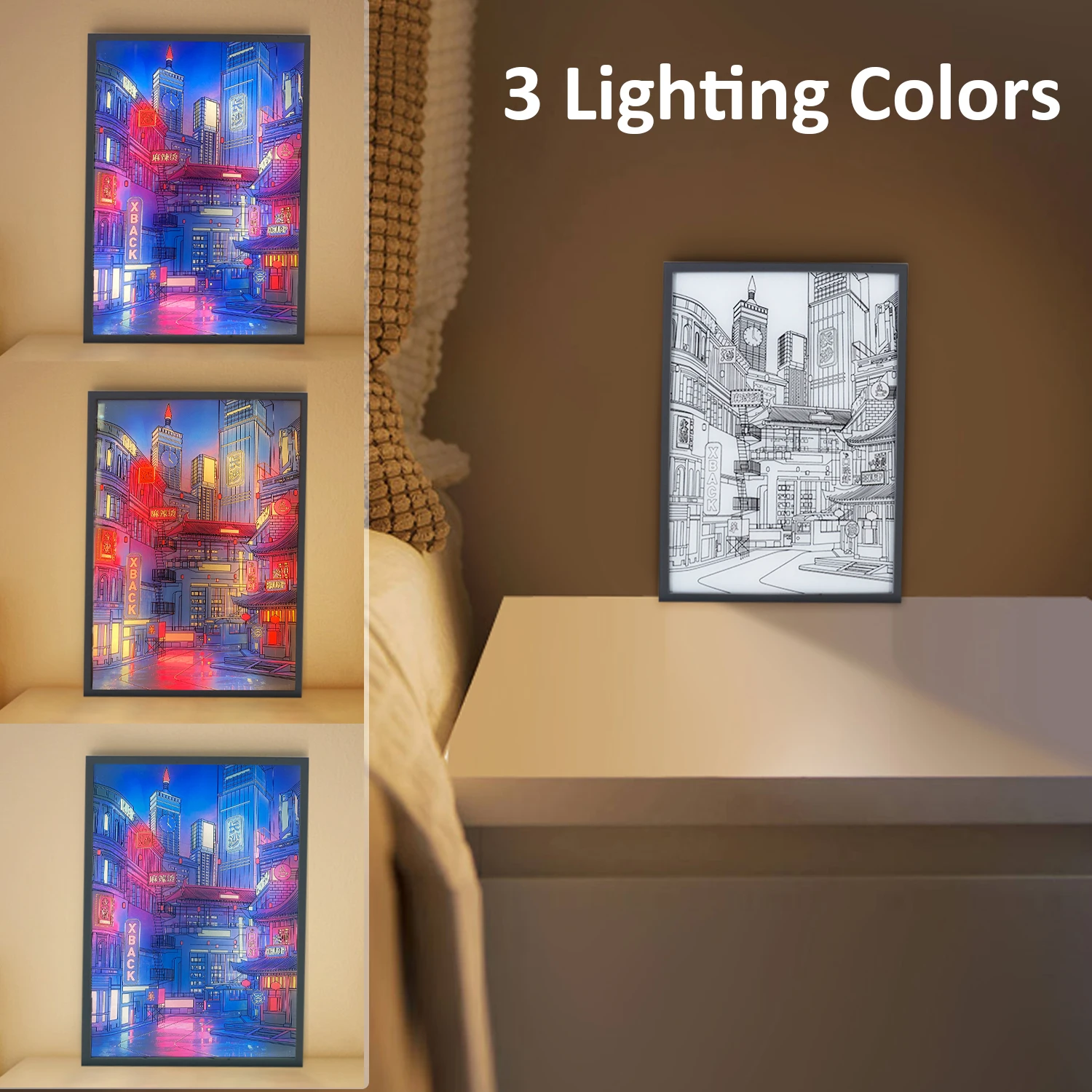 Painting Decor Light City Night View Desk Lamp Romantic Home Decorations 3-Mode Dimmable LED Night Light Art Lamp Children Gift