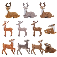 Simulation Christmas Reindeer Figurine Xmas Elk Deer for Doll New Year Party Ornament Home Decor Children Photography Props