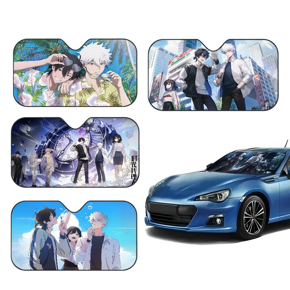 Link C-Click Anime Sunshade Windscreen 3D Film Plaid Gift Novelty Car Front Window Visor 70x130cm Sun Visor Solar Protect