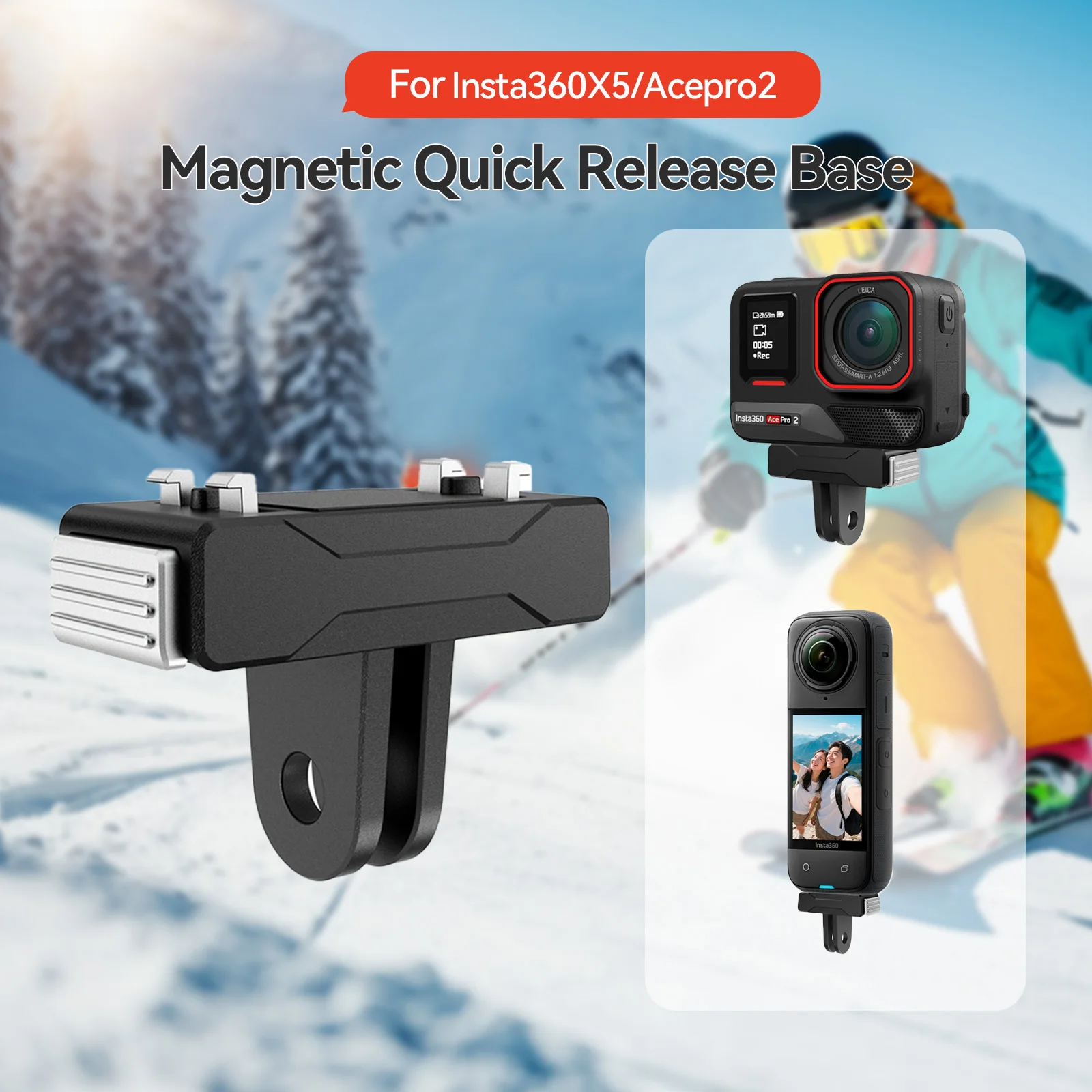 Para Insta 360 X5/Ace Pro 2/Ace Pro adaptador magnético de liberación rápida soporte de montaje adaptador magnético para Insta 360 X5