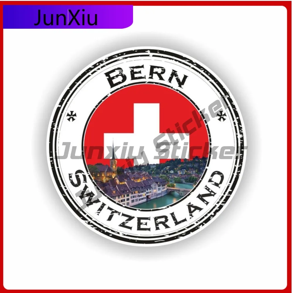 

Bern Switzerland Seal Sticker Round Cute Truck Fade Resistant Auto Accessories Vinyl Decal For Car Truck SUV Window Bumper