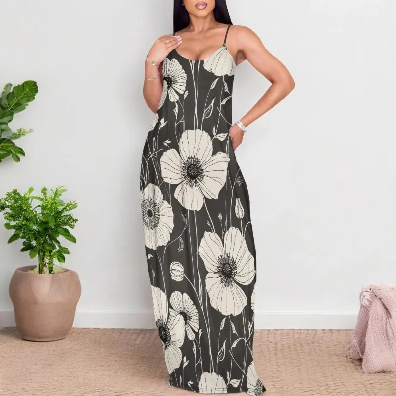 

Womens Summer Casual Slip Dresses Spaghetti Strap Bodycon Maxi Dress Summer Beach Outfits