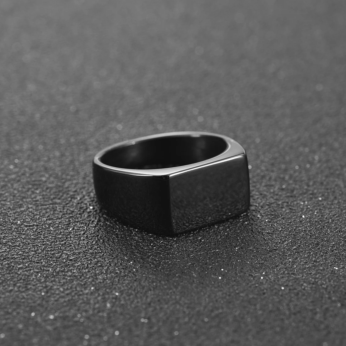 Fashion Men\'s Stainless Steel Rings Smooth Black Width Signet Square infinity Finge Ring Hiphop Male Wedding Party Jewelry Gift