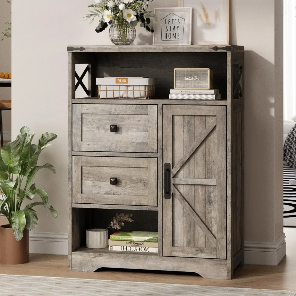 Farmhouse living room independent storage cabinet with 2 drawers and shelves,used for living room,bathroom, kitchen,laundry room