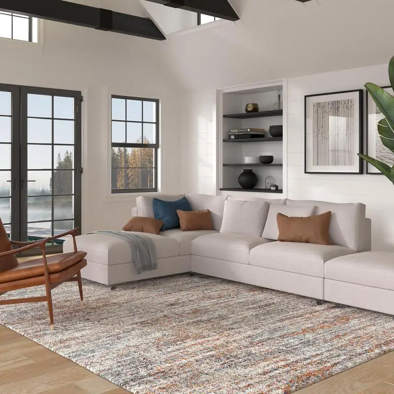 

Granada Olefin Shag Area Rug in Blue, Orange, and Rust