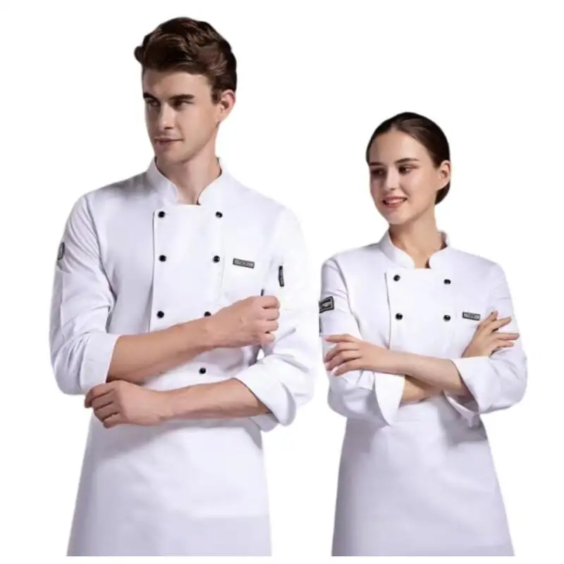 Uniforme de Chef de cuisine de Restaurant d'été, noir et blanc, vêtements de travail en maille respirante, chemise à manches courtes/longues avec boutons de cuisine